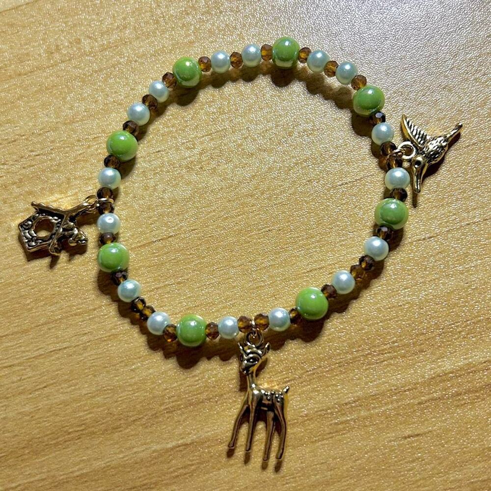 Gold green and brown beaded